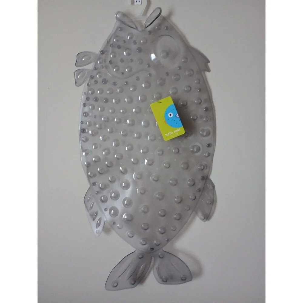 NWT Clear Fish Shaped Bath Tub Mat Size 14.5 x 30 Inch